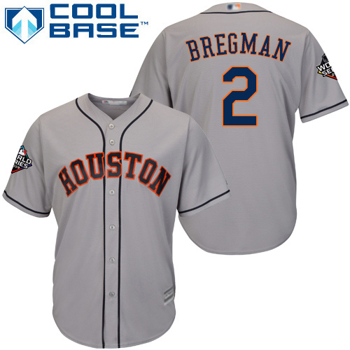 Astros #2 Alex Bregman Grey Cool Base 2019 World Series Bound Stitched Youth MLB Jersey