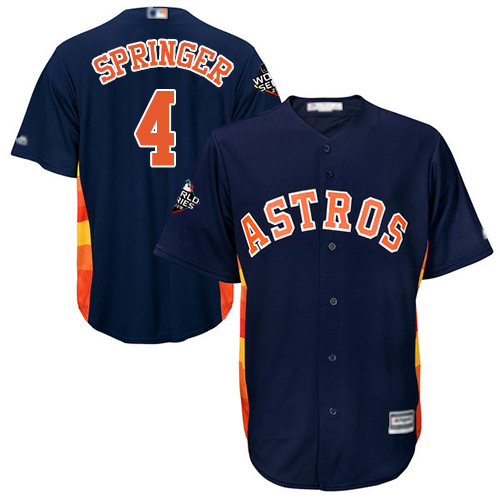 Astros #4 George Springer Navy Blue Cool Base 2019 World Series Bound Stitched Youth MLB Jersey
