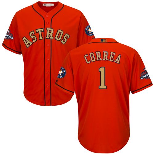 Astros #1 Carlos Correa Orange 2018 Gold Program Cool Base Stitched Youth MLB Jersey