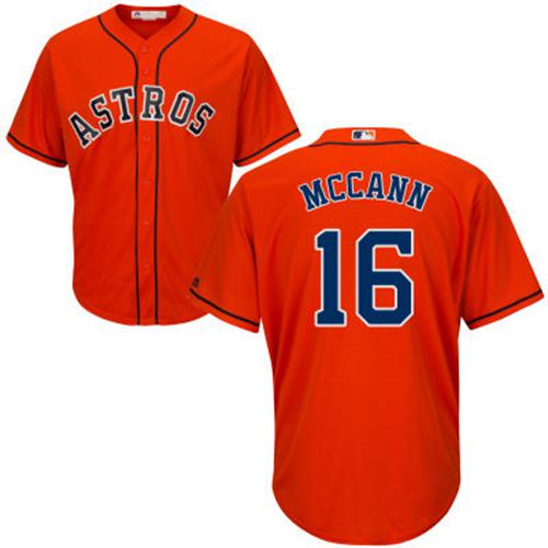 Astros #16 Brian McCann Orange Cool Base Stitched Youth MLB Jersey