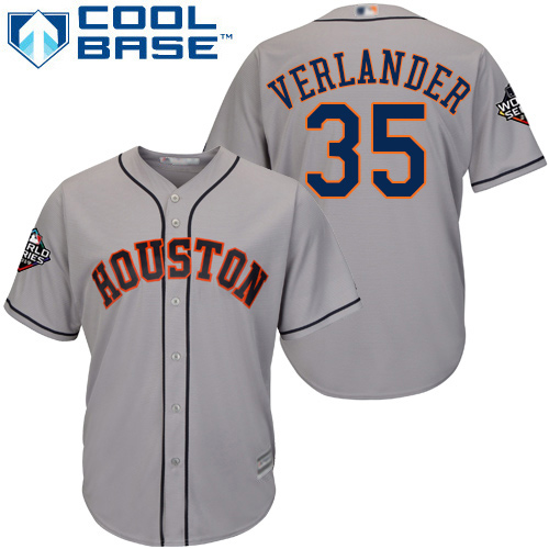 Astros #35 Justin Verlander Grey Cool Base 2019 World Series Bound Stitched Youth MLB Jersey