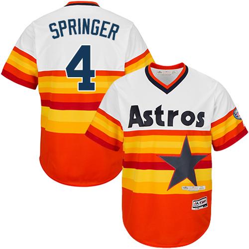Astros #4 George Springer White/Orange Cooperstown Stitched Youth MLB Jersey