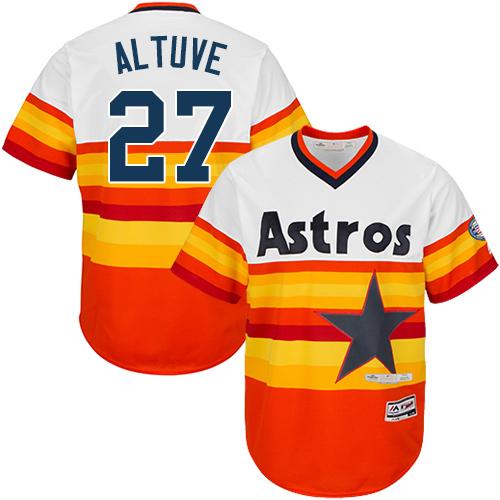 Astros #27 Jose Altuve White/Orange Cooperstown Stitched Youth MLB Jersey