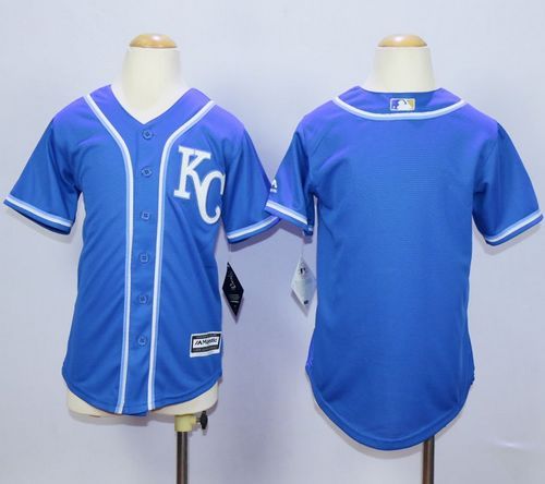 Royals Blank Blue Cool Base Stitched Youth MLB Jersey