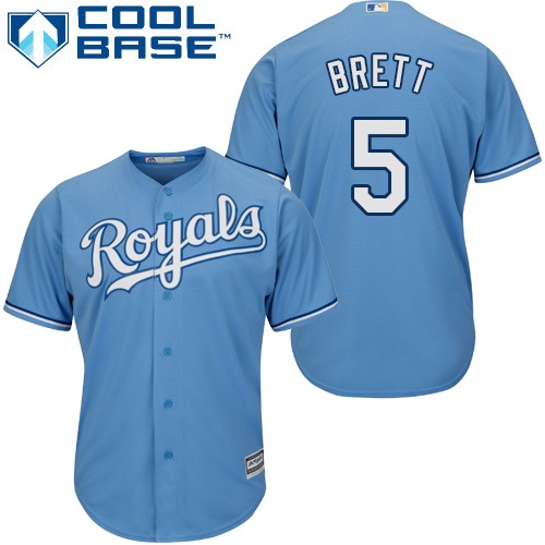 Royals #5 George Brett Light Blue Cool Base Stitched Youth MLB Jersey