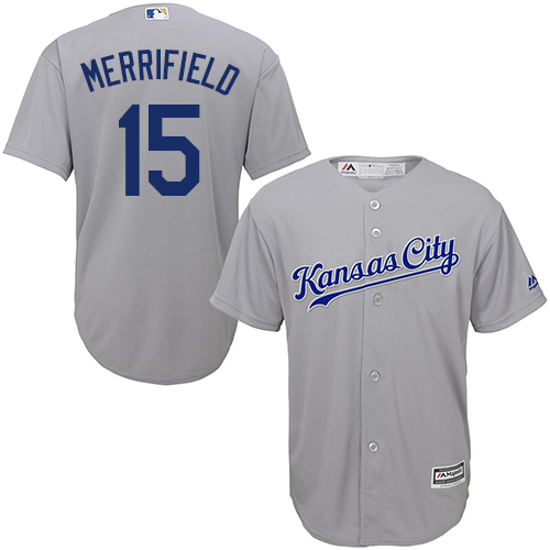 Royals #15 Whit Merrifield Grey Cool Base Stitched Youth MLB Jersey