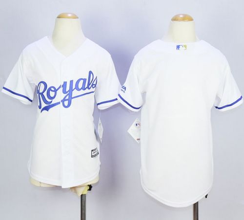 Royals Blank White Cool Base Stitched Youth MLB Jersey