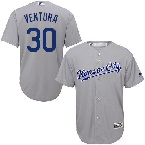 Royals #30 Yordano Ventura Grey Cool Base Stitched Youth MLB Jersey