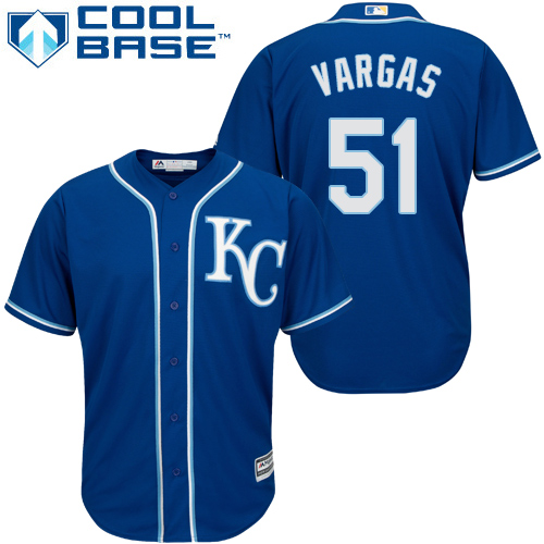 Royals #51 Jason Vargas Royal Blue Cool Base Stitched Youth MLB Jersey