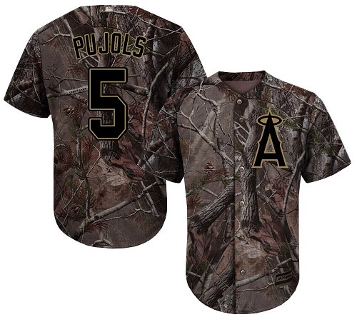 Angels #5 Albert Pujols Camo Realtree Collection Cool Base Stitched Youth MLB Jersey