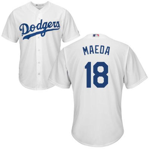 Dodgers #18 Kenta Maeda White Cool Base Stitched Youth MLB Jersey