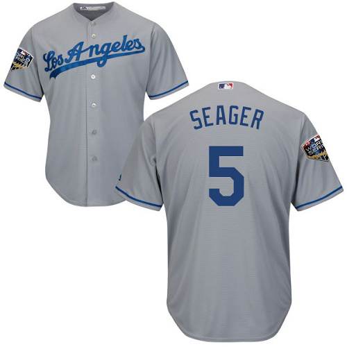 Dodgers #5 Corey Seager Grey Cool Base 2018 World Series Stitched Youth MLB Jersey