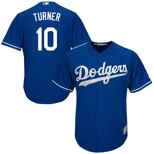 Dodgers #10 Justin Turner Blue Cool Base Stitched Youth MLB Jersey