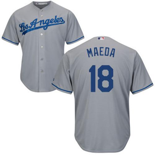 Dodgers #18 Kenta Maeda Grey Cool Base Stitched Youth MLB Jersey