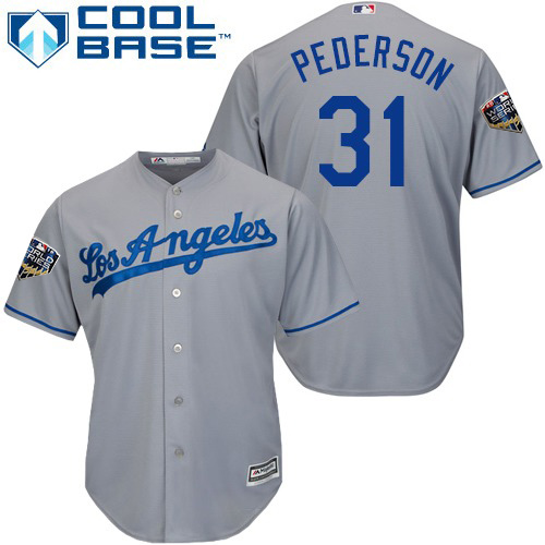 Dodgers #31 Joc Pederson Grey Cool Base 2018 World Series Stitched Youth MLB Jersey