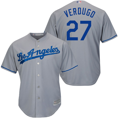 Dodgers #27 Alex Verdugo Grey Cool Base Stitched Youth MLB Jersey
