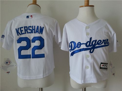 Toddler Dodgers #22 Clayton Kershaw White Cool Base Stitched MLB Jersey