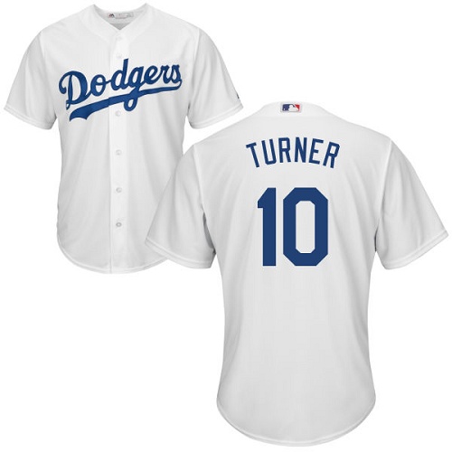 Dodgers #10 Justin Turner White Cool Base Stitched Youth MLB Jersey