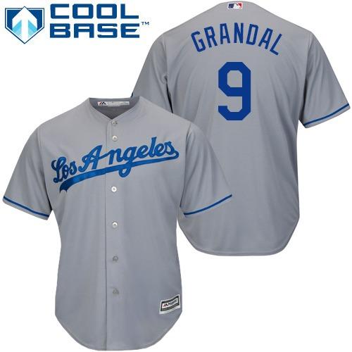 Dodgers #9 Yasmani Grandal Grey Cool Base Stitched Youth MLB Jersey