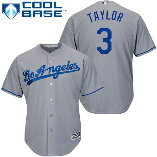 Dodgers #3 Chris Taylor Grey Cool Base Stitched Youth MLB Jersey