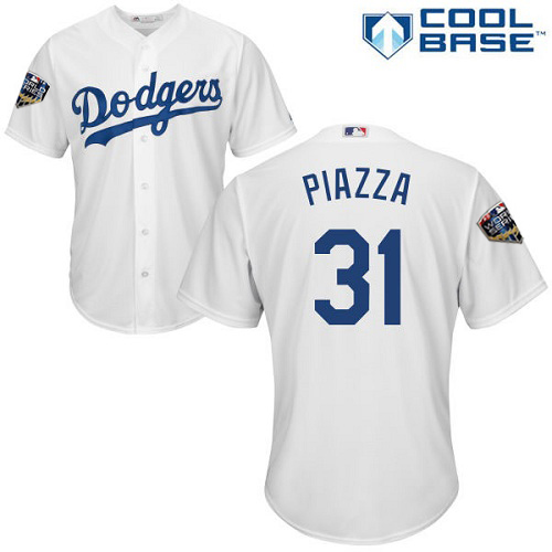 Dodgers #31 Mike Piazza White Cool Base 2018 World Series Stitched Youth MLB Jersey