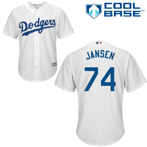 Dodgers #74 Kenley Jansen White Cool Base Stitched Youth MLB Jersey