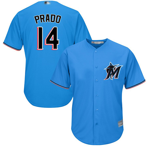 Marlins #14 Martin Prado Blue Cool Base Stitched Youth MLB Jersey