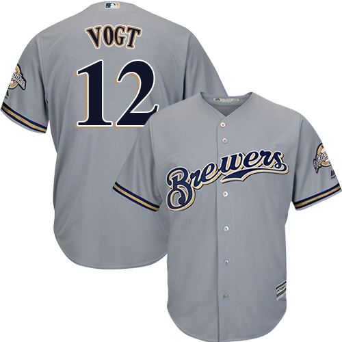 Brewers #12 Stephen Vogt Grey Cool Base Stitched Youth MLB Jersey