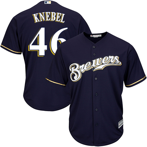 Brewers #46 Corey Knebel Navy blue Cool Base Stitched Youth MLB Jersey