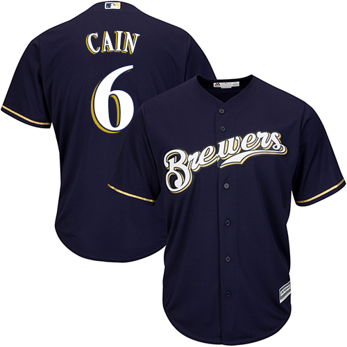 Brewers #6 Lorenzo Cain Navy blue Cool Base Stitched Youth MLB Jersey