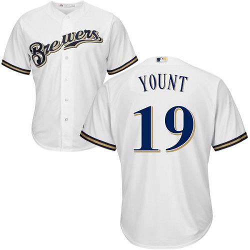 Brewers #19 Robin Yount White Cool Base Stitched Youth MLB Jersey