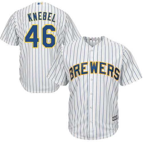 Brewers #46 Corey Knebel White Strip Cool Base Stitched Youth MLB Jersey