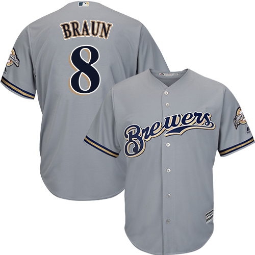 Brewers #8 Ryan Braun Grey Cool Base Stitched Youth MLB Jersey