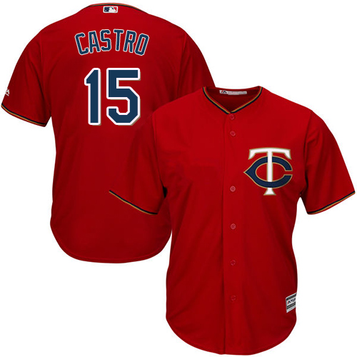 Twins #15 Jason Castro Red Cool Base Stitched Youth MLB Jersey
