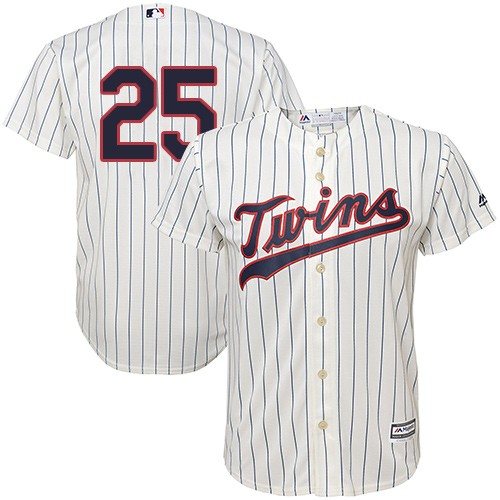 Twins #25 Byron Buxton Cream Strip Cool Base Stitched Youth MLB Jersey