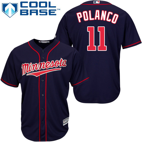 Twins #11 Jorge Polanco Navy Blue Cool Base Stitched Youth MLB Jersey