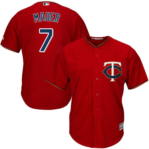 Twins #7 Joe Mauer Red Cool Base Stitched Youth MLB Jersey