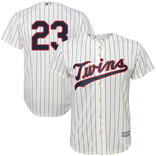Twins #23 Nelson Cruz Cream Strip Cool Base Stitched Youth MLB Jersey