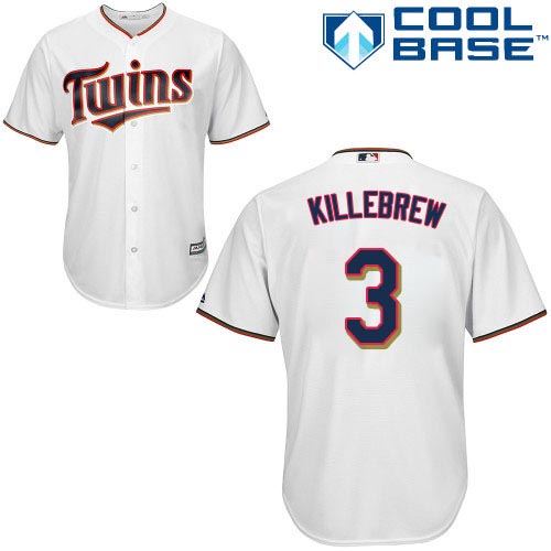 Twins #3 Harmon Killebrew White Cool Base Stitched Youth MLB Jersey