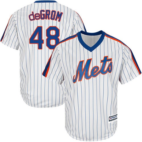 Mets #48 Jacob DeGrom White(Blue Strip) Alternate Cool Base Stitched Youth MLB Jersey