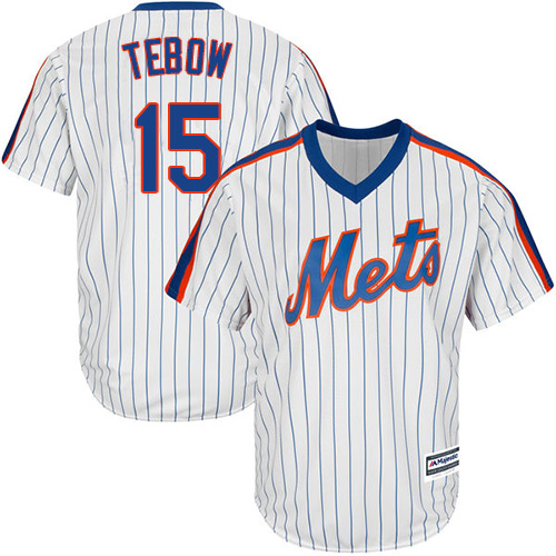 Mets #15 Tim Tebow White(Blue Strip) Alternate Cool Base Stitched Youth MLB Jersey