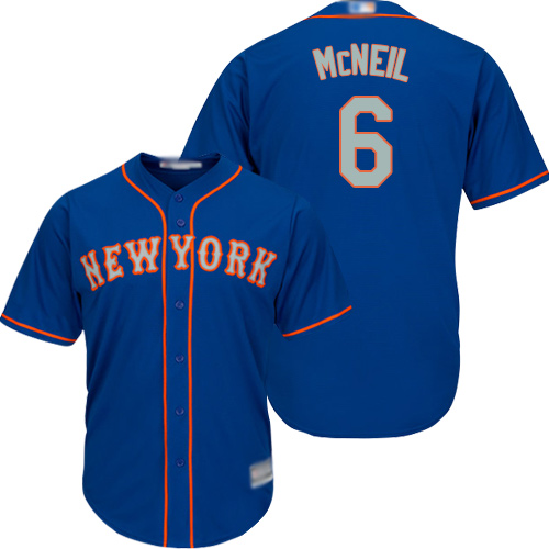 Mets #6 Jeff McNeil Blue(Grey NO.) Cool Base Stitched Youth MLB Jersey