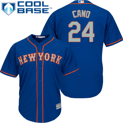 Mets #24 Robinson Cano Blue(Grey NO.) Cool Base Stitched Youth MLB Jersey