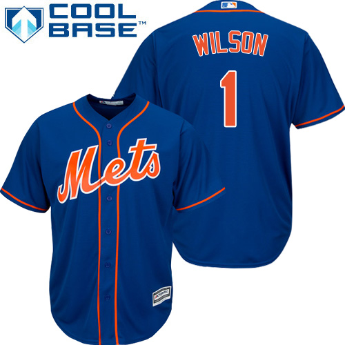 Mets #1 Mookie Wilson Blue Cool Base Stitched Youth MLB Jersey