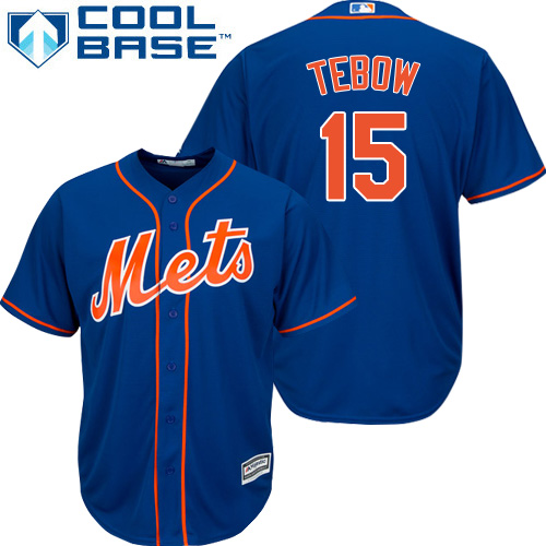 Mets #15 Tim Tebow Blue Alternate Cool Base Stitched Youth MLB Jersey