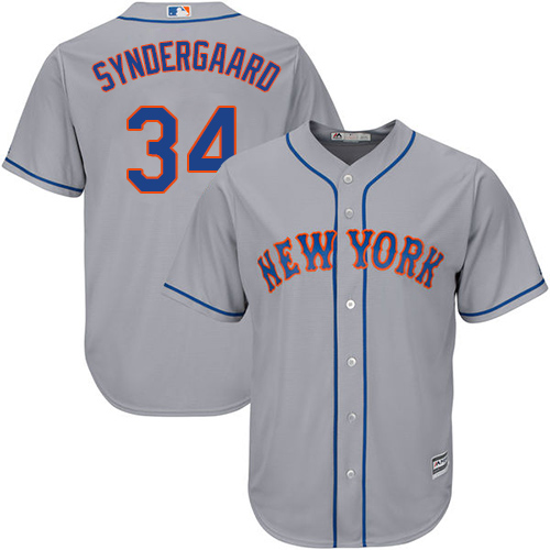 Mets #34 Noah Syndergaard Grey Cool Base Stitched Youth MLB Jersey