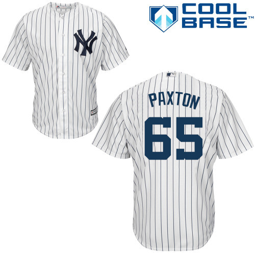 Yankees #65 James Paxton White Strip New Cool Base Stitched Youth MLB Jersey
