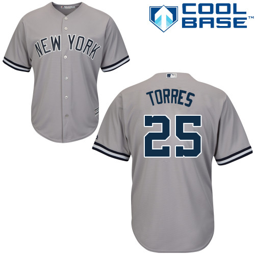 Yankees #25 Gleyber Torres Grey Cool Base Stitched Youth MLB Jersey