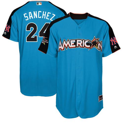 Yankees #24 Gary Sanchez Blue 2017 All-Star American League Stitched Youth MLB Jersey