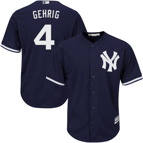 Yankees #4 Lou Gehrig Navy blue Cool Base Stitched Youth MLB Jersey